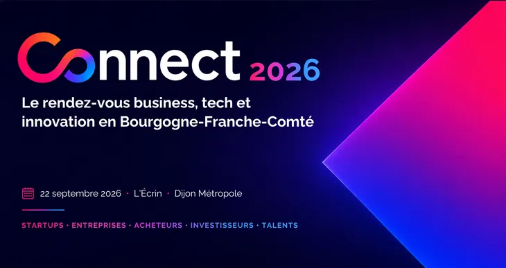 Affiche de Connect 2026, rendez-vous business, tech et innovation en Bourgogne-Franche-Comté, le 22 septembre à L’Écrin, Dijon Métropole
